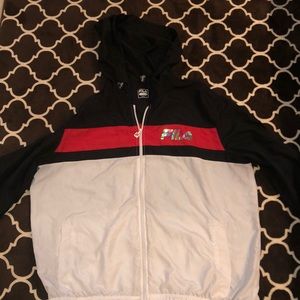 Black/Red/White Fila Windbreaker Jacket